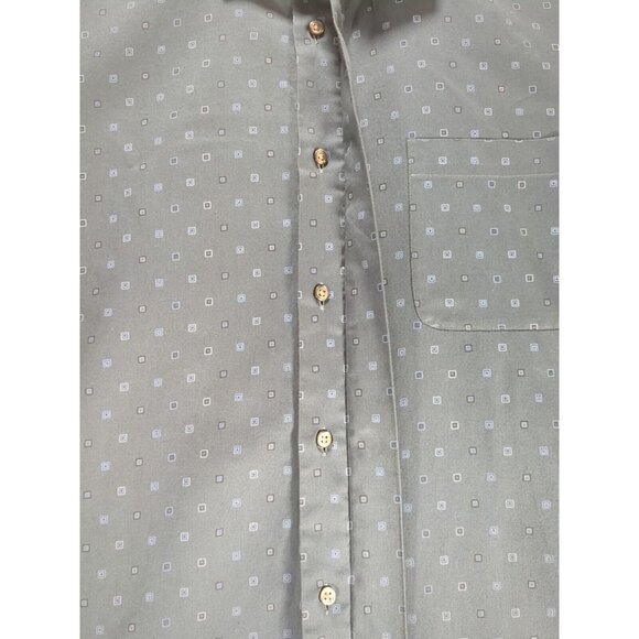 FUBU The Collection Mens 17.5 38/39 Blue Button Down Square Print Dress Shirt - Picture 7 of 11